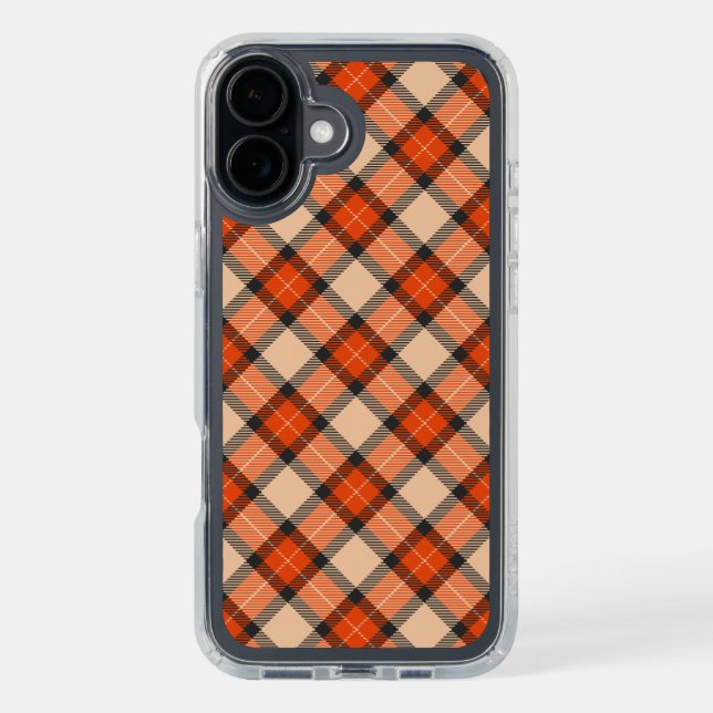 Autumn Pumpkin Orange Brown Tartan Pattern Speck iPhone Case (Front (Black))