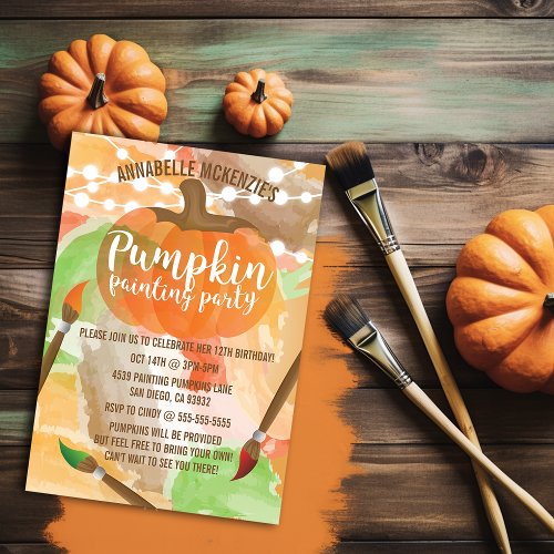 Autumn Pumpkin Painting Party Invitations
