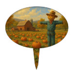 autumn pumpkin patch &amp; scarewcrow cake topper