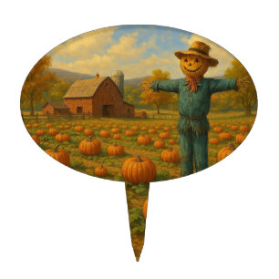 autumn pumpkin patch & scarewcrow cake topper