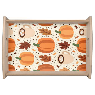 Autumn Pumpkin Pattern Decorative Serving Tray