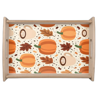 Autumn Pumpkin Pattern Decorative Serving Tray