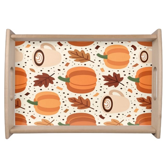 Autumn Pumpkin Pattern Decorative Serving Tray (Front)