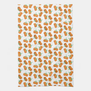 Autumn Pumpkin Pattern Fall Orange Green Kitchen Towel