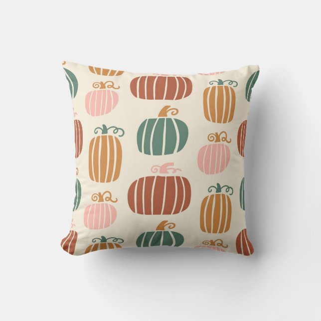 Autumn Pumpkin Pattern Throw Pillow (Front)