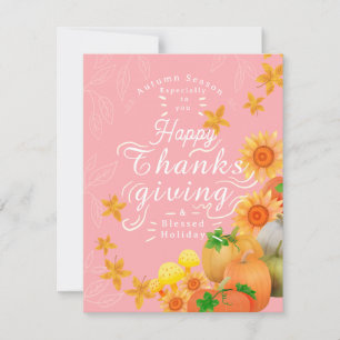 Autumn Pumpkin Peach  Holiday Card
