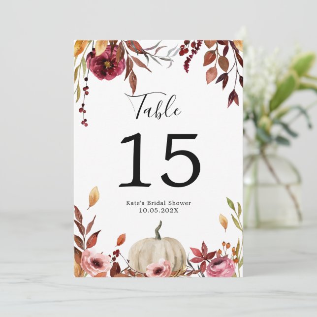 Autumn Pumpkin Personalized Table Number (Standing Front)