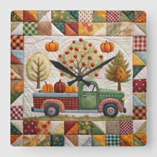 Autumn Pumpkin Pickup Truck Wall Clock
