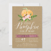 Autumn Pumpkin Pink Floral Baby Shower Invitation (Front)