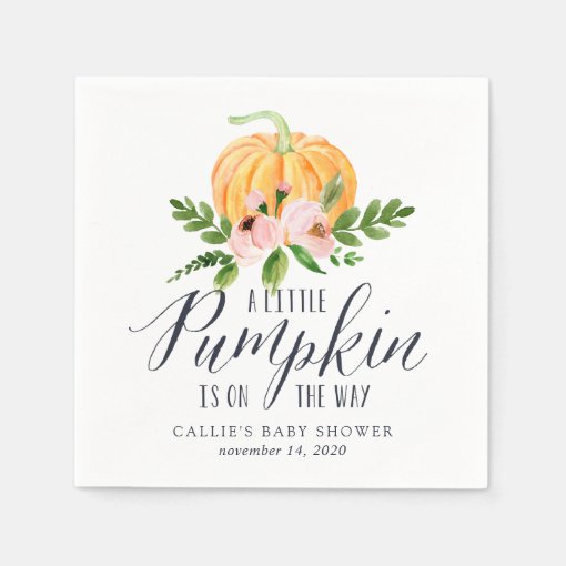 Autumn Pumpkin Pink Floral Baby Shower Napkins Zazzle