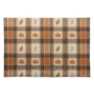 Autumn Pumpkin Plaid Cloth Placemat
