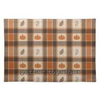 Autumn Pumpkin Plaid Cloth Placemat
