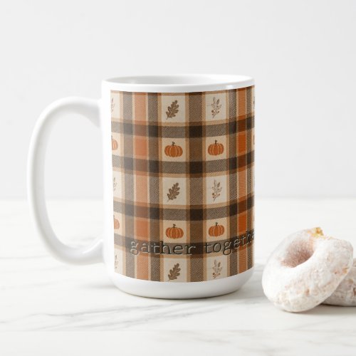 Autumn Pumpkin Plaid Coffee Mug