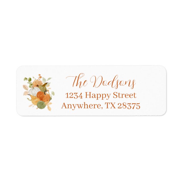 Autumn Pumpkin Return Address Label (Front)