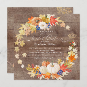 Autumn Pumpkin Rustic Bridal Shower Luncheon Invitation