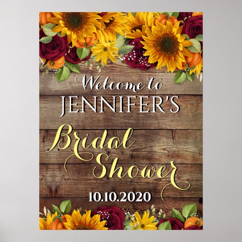 Autumn Pumpkin Rustic Bridal Shower Sign