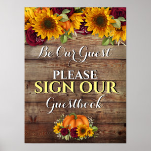 Autumn Pumpkin Rustic Wedding Guestbook Sign