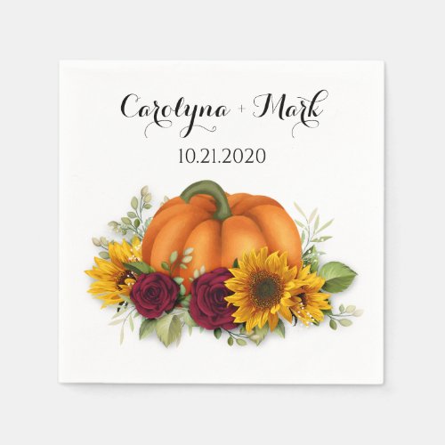 Autumn Pumpkin Rustic Wedding Napkins