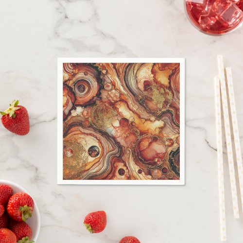 Autumn Pumpkin Spice Alcohol Ink Decoupage Paper Napkins