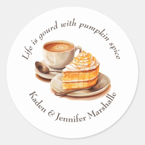 Autumn Pumpkin Spice and Slice Classic Round Sticker