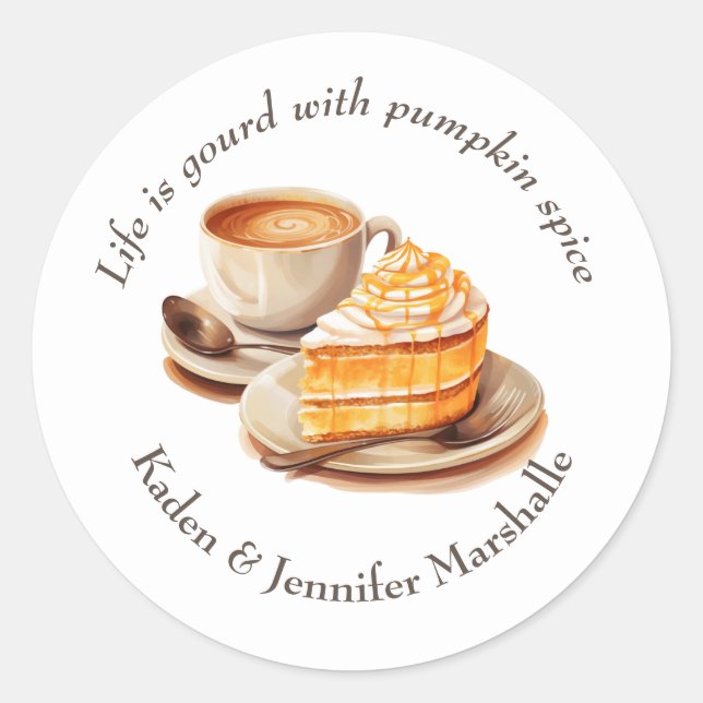 Autumn Pumpkin Spice and Slice Classic Round Sticker (Front)