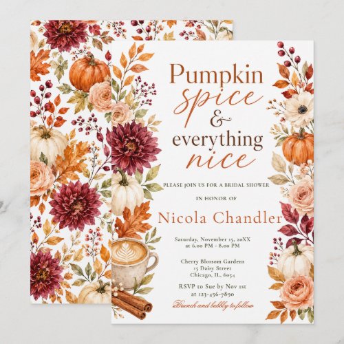 Autumn Pumpkin Spice Bridal Shower Invitation