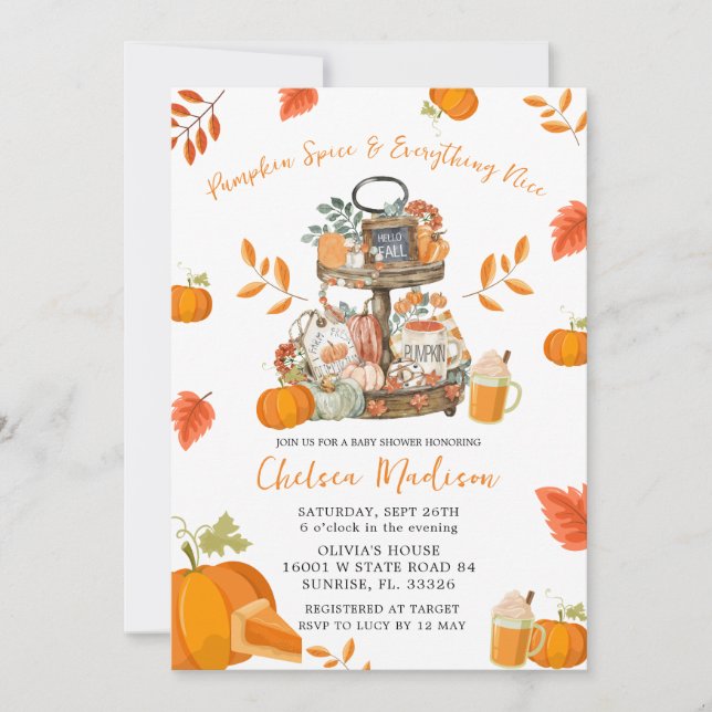 Autumn Pumpkin Spice Fall Baby Shower Invitation (Front)
