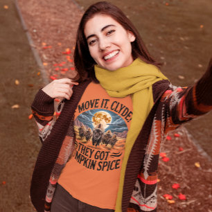 Autumn Pumpkin Spice Humor Bison Stampede T-Shirt