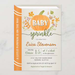 Autumn Pumpkin Storybook Neutral Baby Sprinkle Invitation