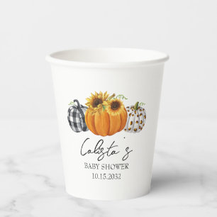 Autumn Pumpkin & Sunflower Baby Shower Paper Cups