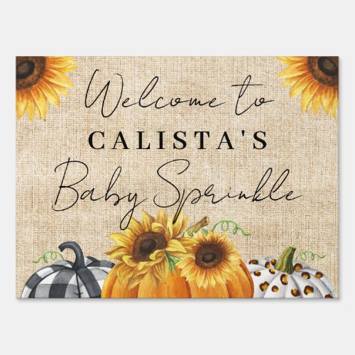 Autumn Pumpkin Sunflower Baby Sprinkle Welcome Sign