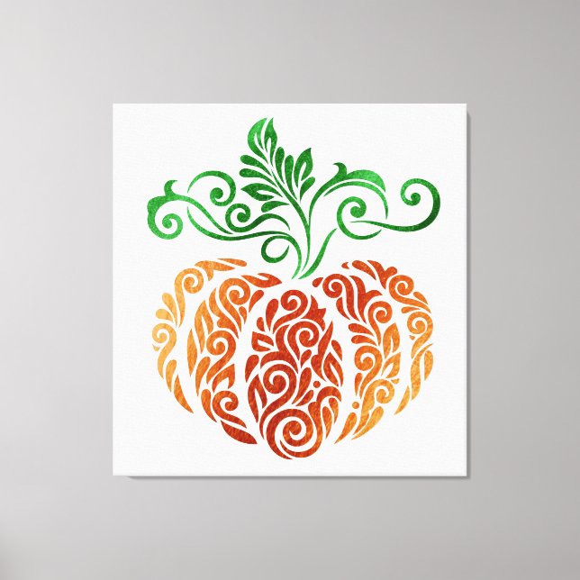 Autumn Pumpkin Swirl Canvas Print (Front)