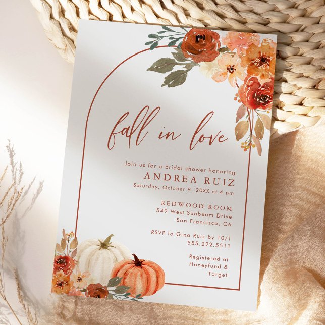 Autumn Pumpkin Terracotta Bridal Shower Invitation (Creator Uploaded)