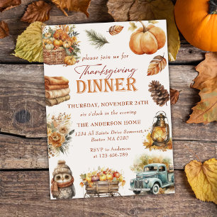 Autumn Pumpkin Thanksgiving Dinner Invitation