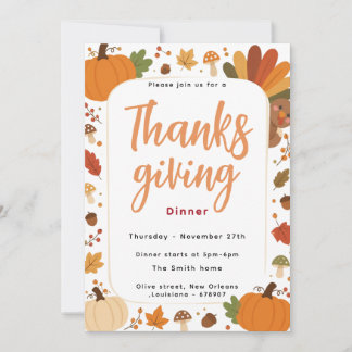 Autumn Pumpkin Thanksgiving Dinner Invitation