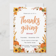Autumn Pumpkin Thanksgiving Dinner Invitation