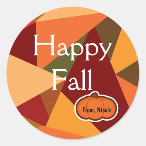 Autumn Pumpkin Thanksgiving Fall Favor Classic Round Sticker
