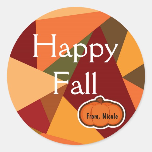 Autumn Pumpkin Thanksgiving Fall Favor Classic Round Sticker (Front)