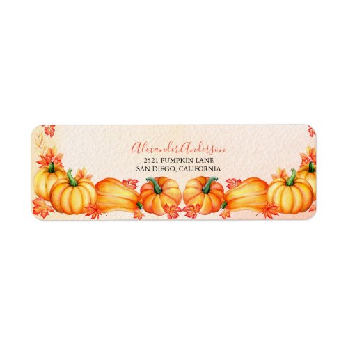 Autumn Pumpkin  Thanksgiving Label