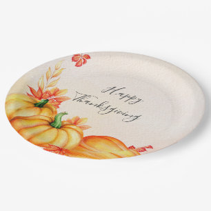 Autumn Pumpkin   Thanksgiving Paper Plates