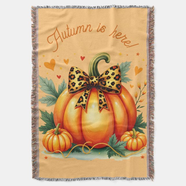 Autumn Pumpkin  Throw Blanket (Front Vertical)
