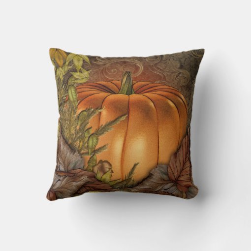 Autumn Pumpkin Throw Pillow | Zazzle