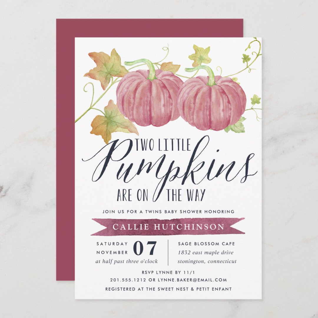 Autumn Pumpkin | Twins Baby Shower Invitation | Zazzle