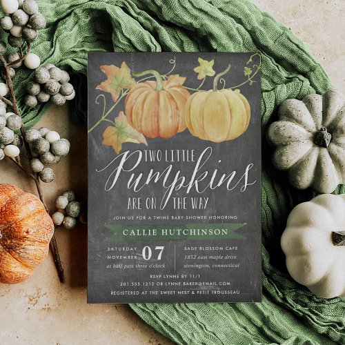 Autumn Pumpkin  Twins Baby Shower Invitation