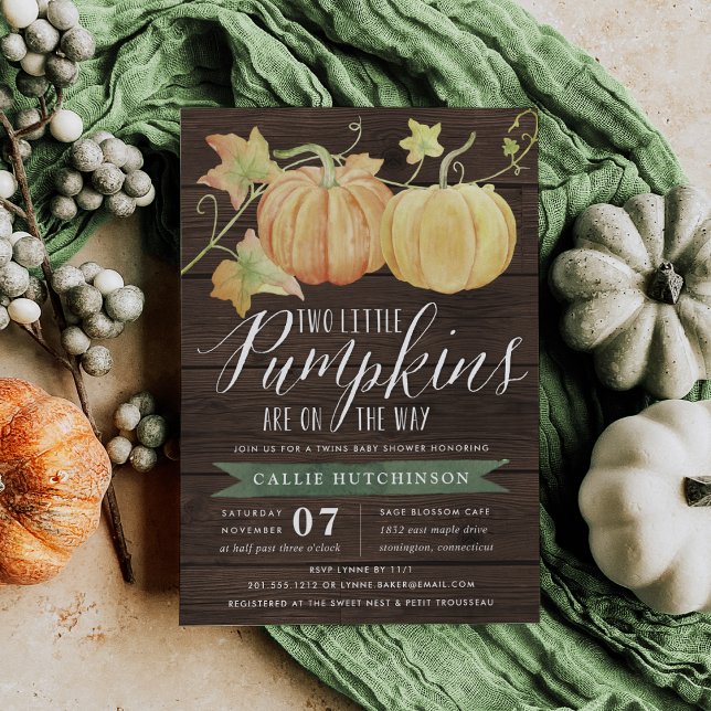 Autumn Pumpkin | Twins Baby Shower Invitation (Creator Uploaded)