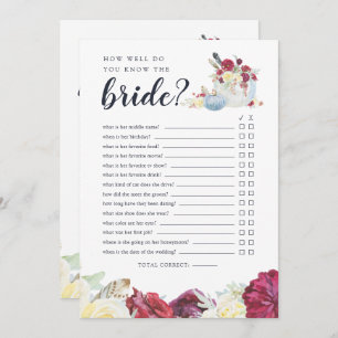 Autumn Pumpkin Two-Sided Bridal Shower Game Card