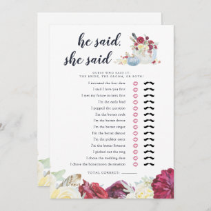 Autumn Pumpkin Two-Sided Bridal Shower Game Card