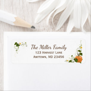 Autumn Pumpkin Vine Seasonal Return Address Label