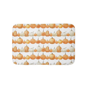 Autumn Pumpkin: Watercolor Illustration Pattern Bath Mat