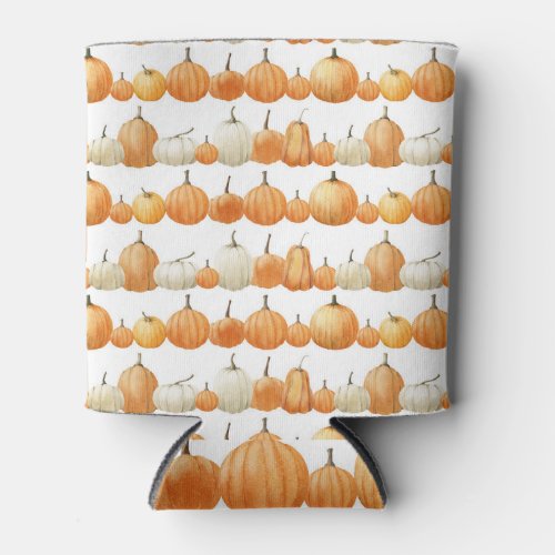 Autumn Pumpkin Watercolor Illustration Pattern Can Cooler